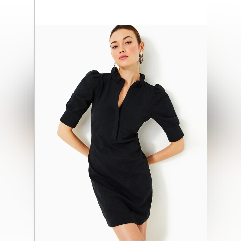 Lilly Pulitzer - Elsey Elbow Sleeve Black Dress - Size Large